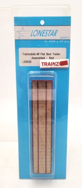 Lonestar Models 5025 HO Scale Standard Red Trailmobile 40' Flat Bed Trailer