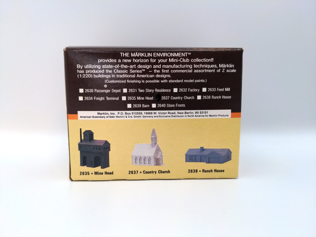 Marklin 2637 Z Scale Mini-Club USA Country Church Building Cast Resin