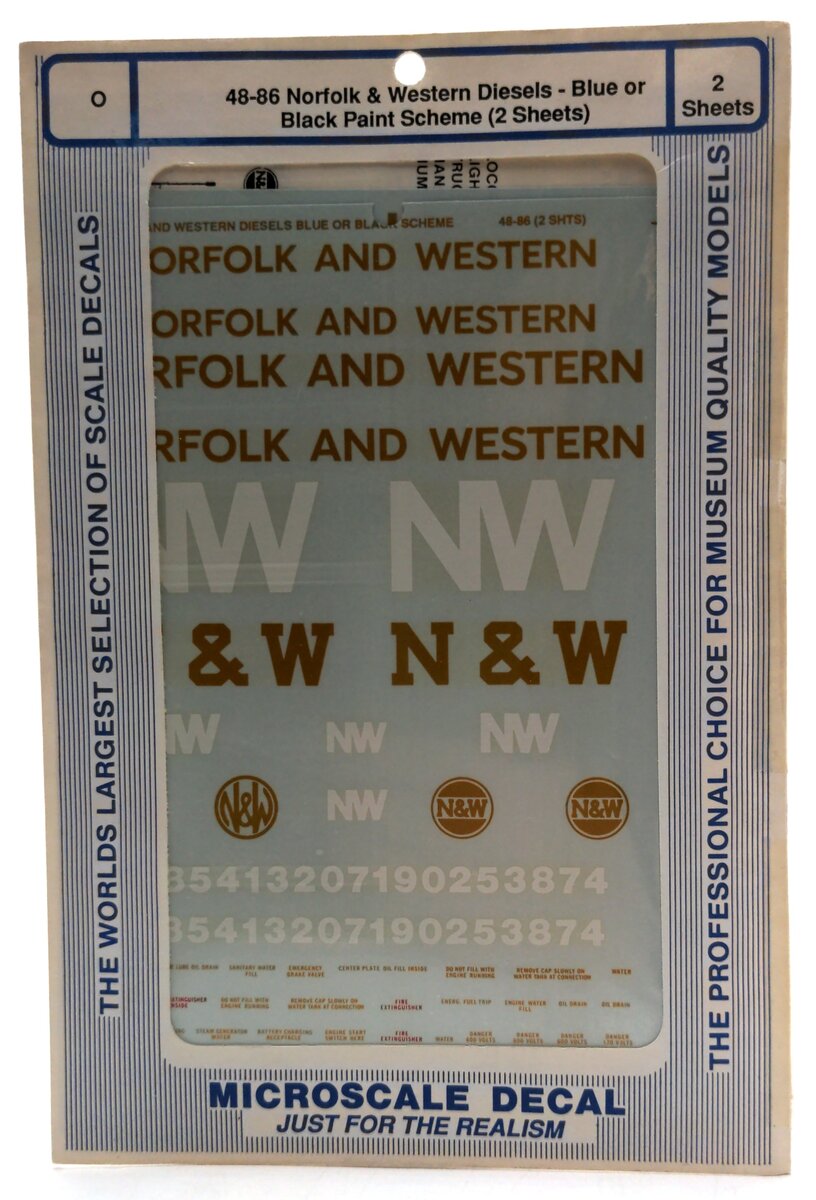 Microscale 48-86 O Norfolk & Western Diesel Hood Units Decal Sheet (Set of 2)