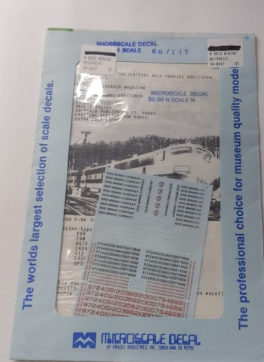 Microscale 60-147 N Erie Mining Co Waterslide Decal Sheet