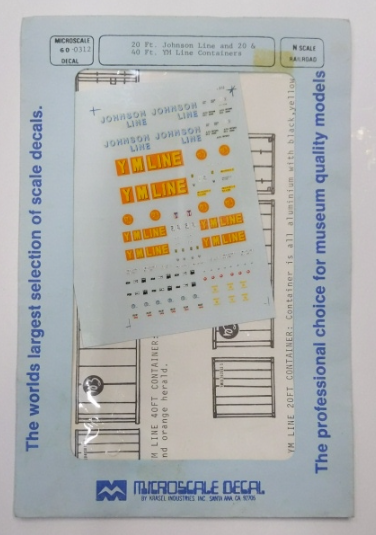 Microscale 60-312 N 40' YM Line 20' Johnson Line Containers Decal Sheet