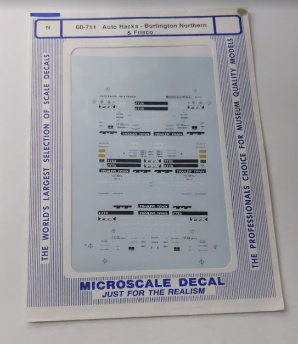 Microscale 60-711 N Burlington Northern & Frisco Auto Racks Decal Sheet