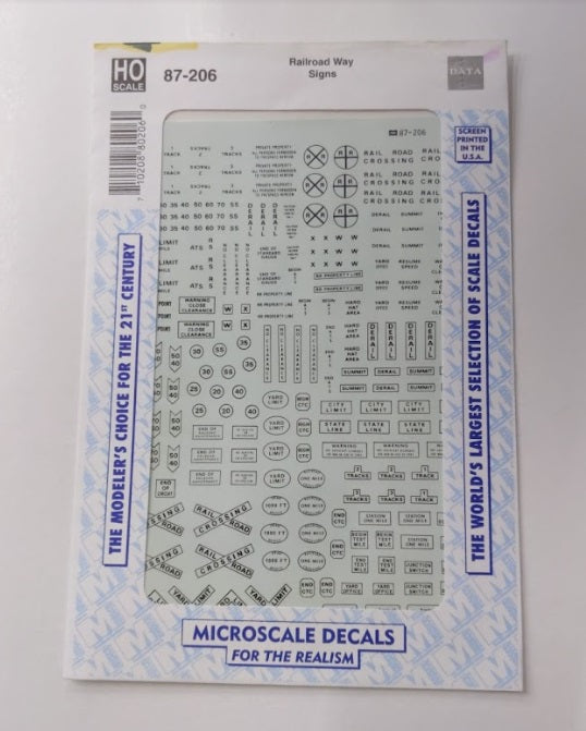 Microscale 87-206 HO Railroad Crossbucks, Yard Signs Decal Sheet