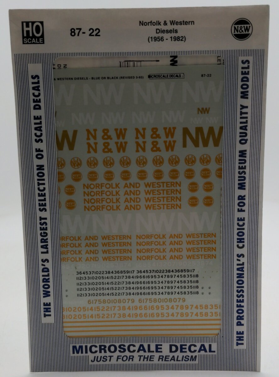 Microscale 87-22 HO Norfolk & Western Diesel Waterslide Decal Sheet