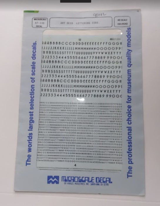 Microscale 87-338 HO Art Deco Style Black Condensed Lettering Decal Sheet