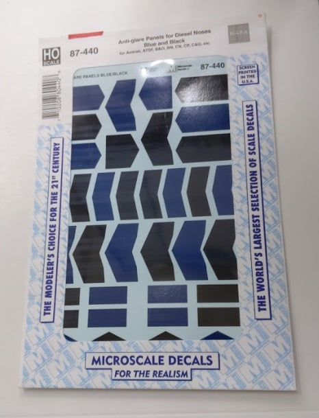 Microscale 87-440 HO Blue and Black Diesel Noses Anti-Glare Panels Decal Sheet