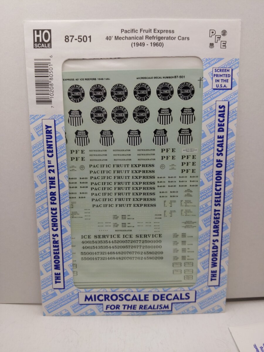 Microscale 87-501 HO 1949-1960 Pacific Fruit Express 40' Mechanical Refrigerator