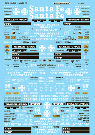 Microscale 87-688 HO Santa Fe Auto Racks Decal Sheet