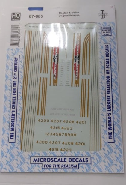 Microscale 87-885 HO 1943-50 Original Scheme B&M FT Cab Unit Diesels Decal Sheet
