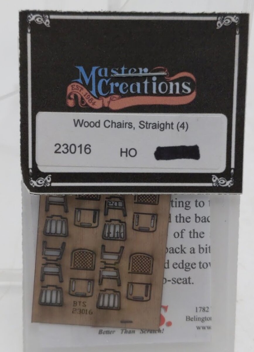 B.T.S. 23016 HO Master Creations Wood Chairs Straight Kit (Pack of 4)