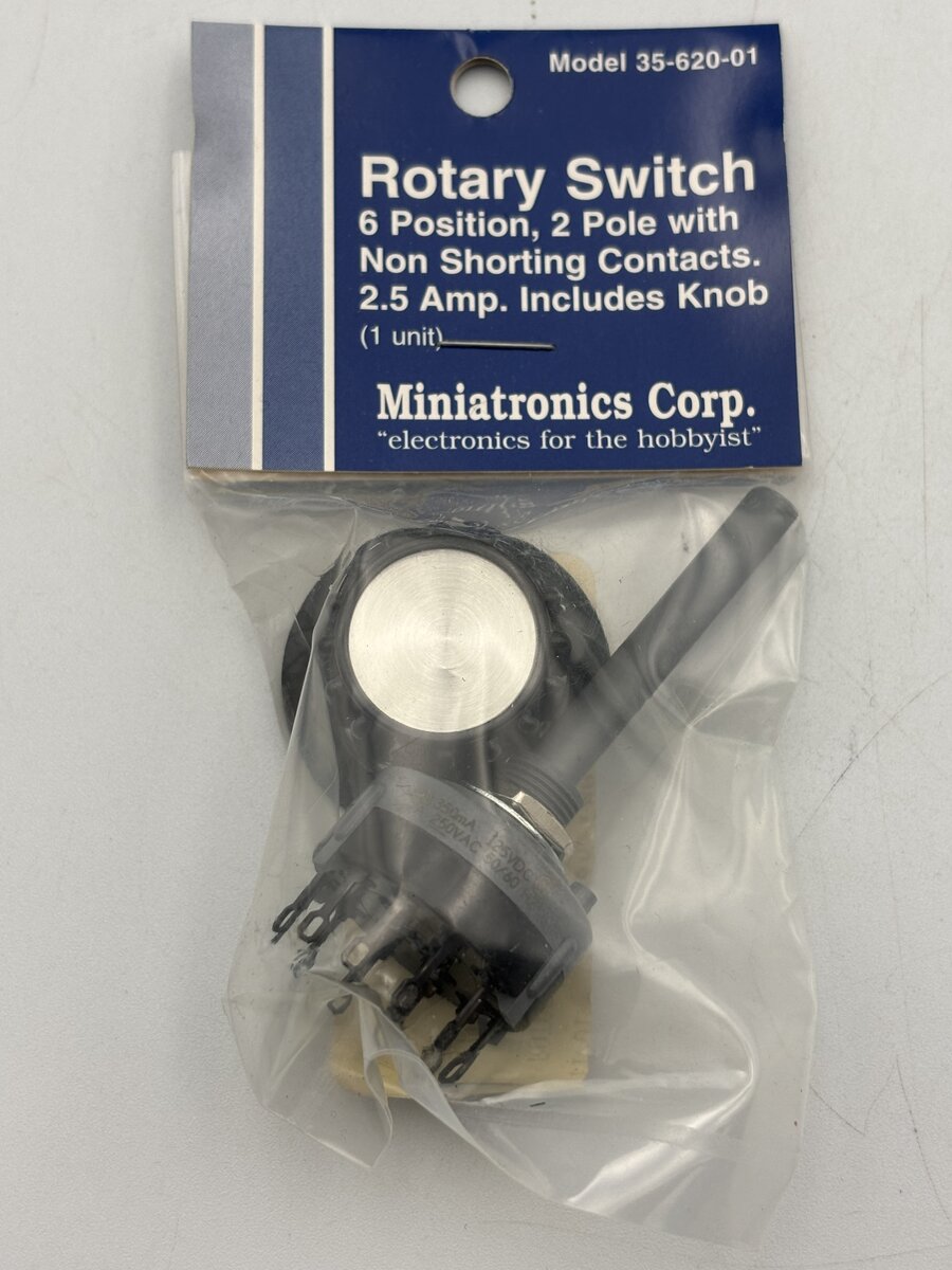 Miniatronics 35-620-01 Rotary Switch 6 Position 2 Pole W/Non-Shorting Contact