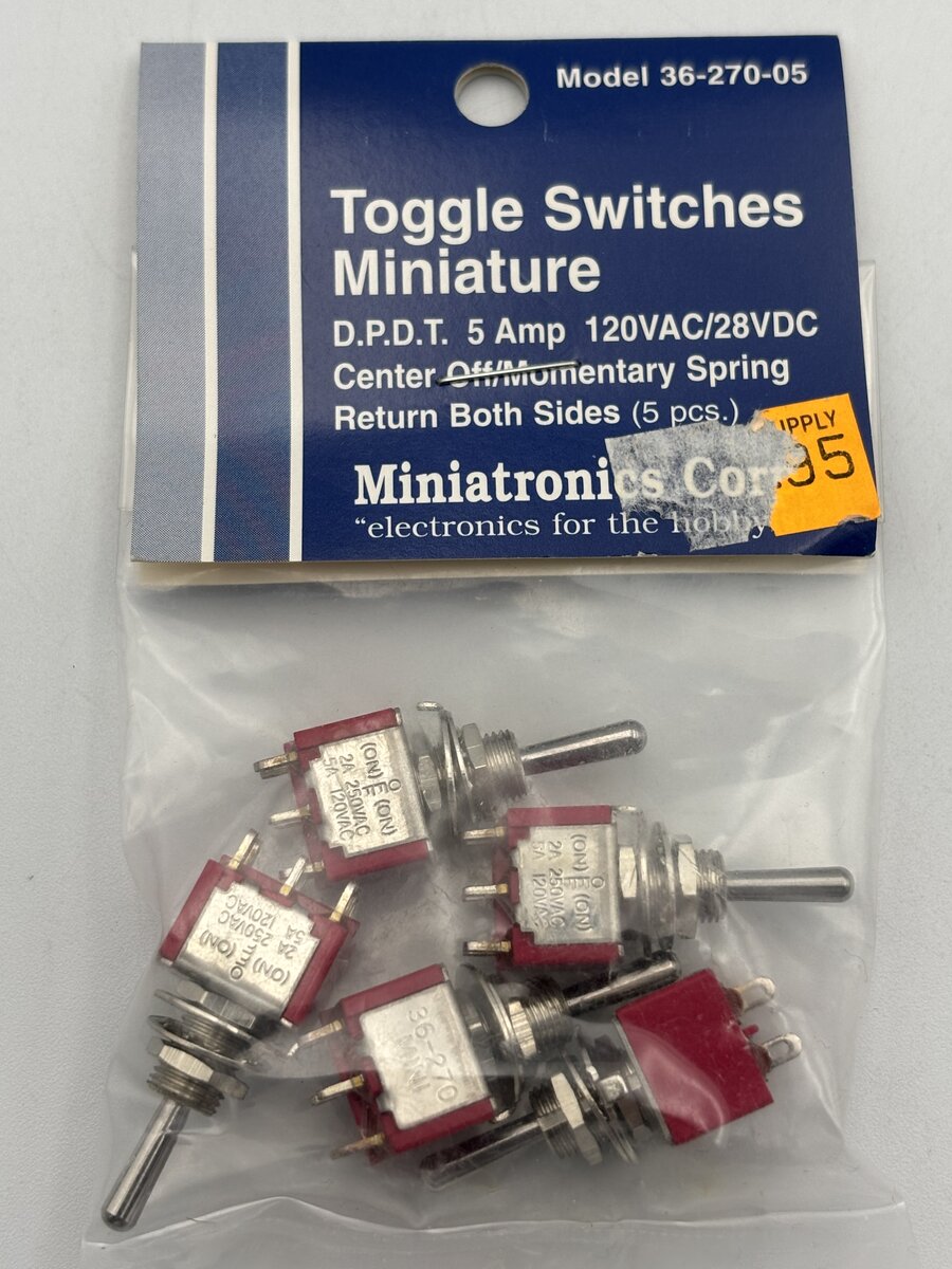 Miniatronics 36-270-05 DPDT 5 Amp 120V MOM Miniature Toggle Switch (Pack of 5)