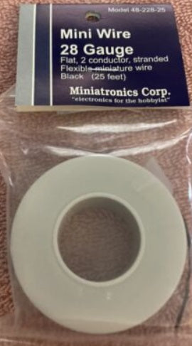 Miniatronics 48-228-25 28 Gauge Flat 2 Conductor Stranded Flexible Black Wire
