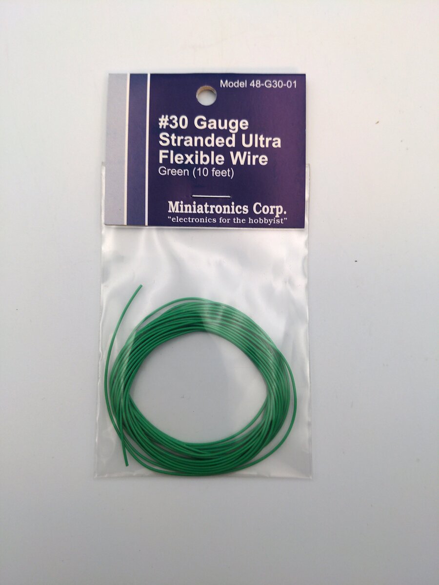 Miniatronics 48-G30-01 Green #30 Gauge Stranded Ultra 10' Flexible Wire