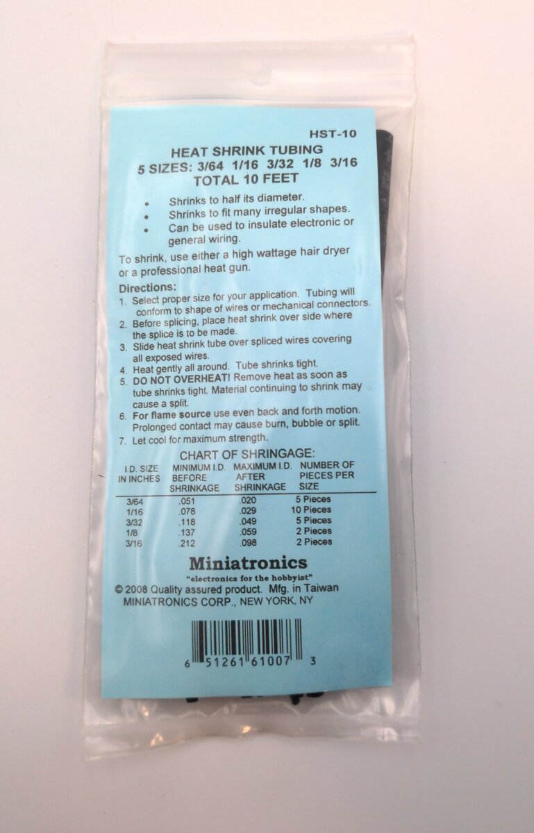 Miniatronics HST-10 Heat Shrink Tubing Assortment 10'