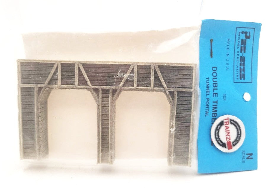 Pre-Size 202 N Scale Double Timber Tunnel Portal