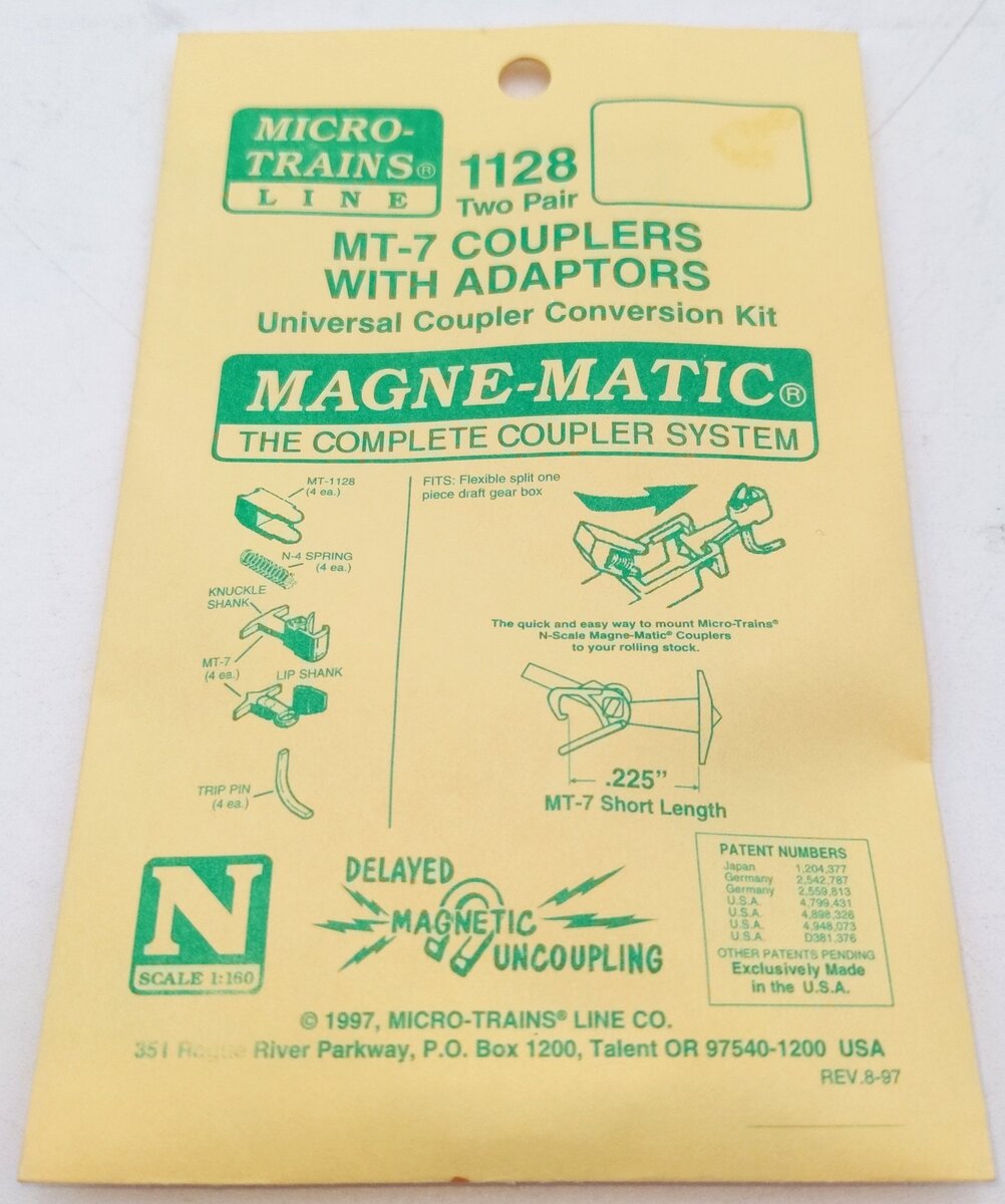 Micro-Trains 00130012 N Scale MT-7 Short T Shank Coupler W/Adaptors