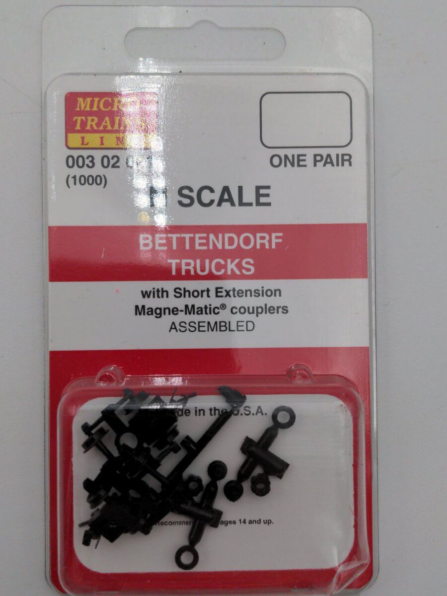 MicroTrains 00302021 N Scale (1000) Bettendorf Trucks w/ Short Ext Couplers (2)