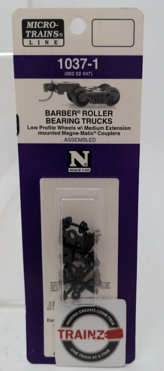MicroTrains 00302047 N Scale Barber Roller Trucks w/Medium Coupler Shank