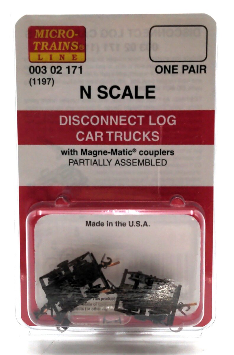 Micro-Trains 1197 N Disconnect Log Car Freight Car Trucks w/Short Ext