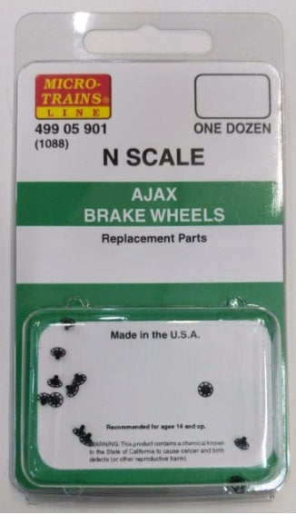 MicroTrains 49905901 N Horizontal Ajax Brake Wheels (Pack of 12)