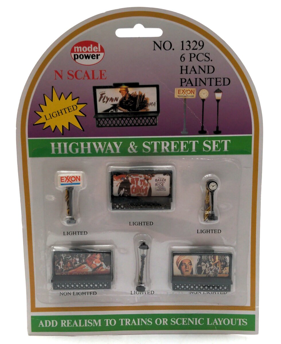 Model Power 1329 N Scale Lighted Highway & Street (Set of 6)