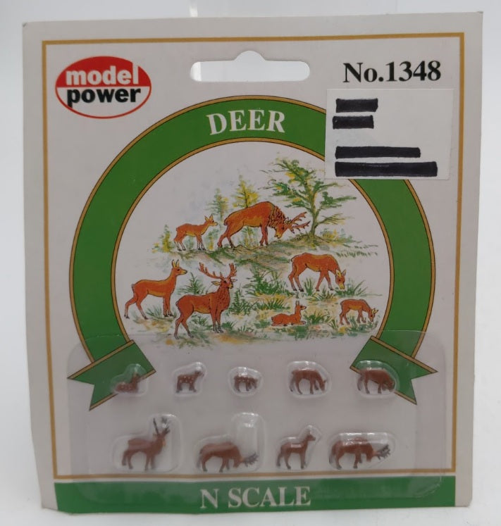 Model Power 1348 N Scale Deer Painted Plastic Figures (Pack of 9)