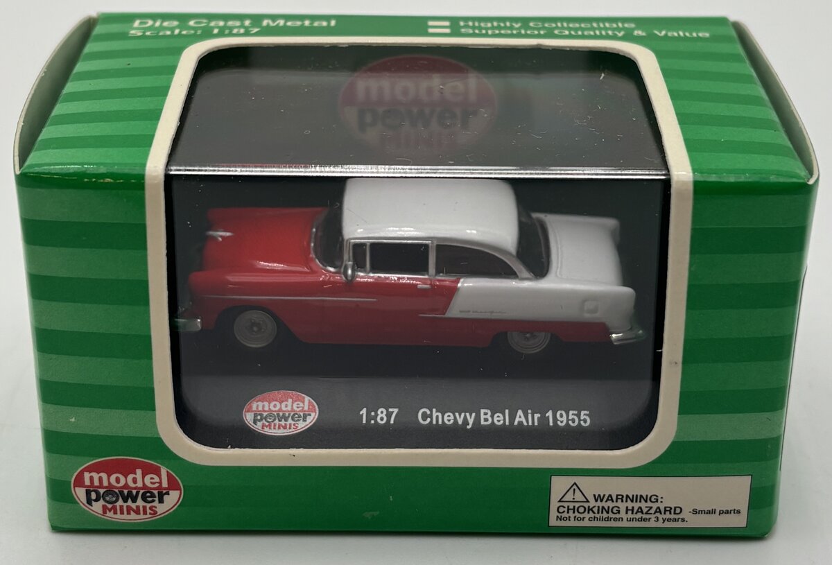 Model Power 19237 1:87 HO Minis Red/White 1955 Chevy Bel Air Coupe