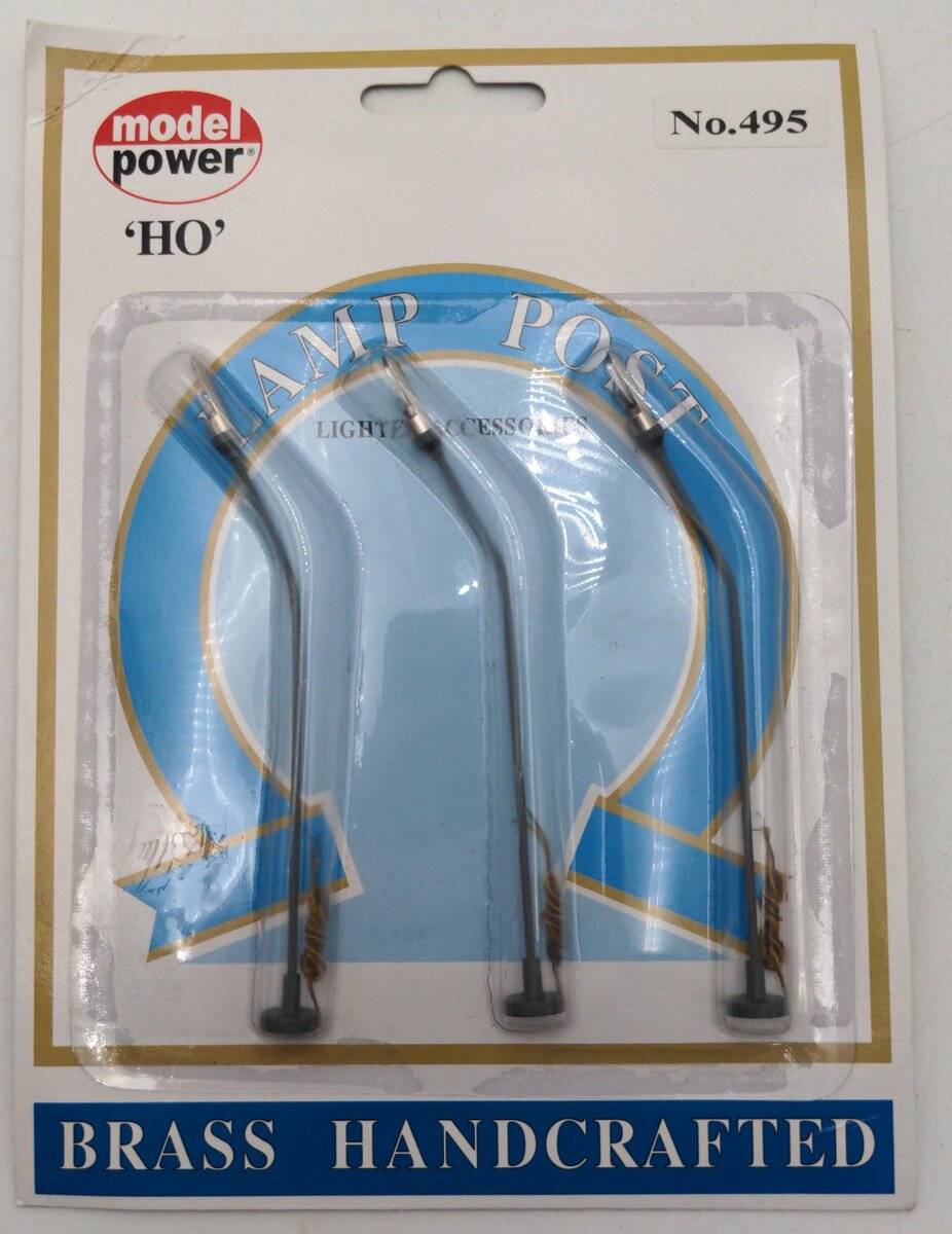 Model Power 495 HO Scale Single Highway Lamp Post Lighted Accessories(Pack of 3)