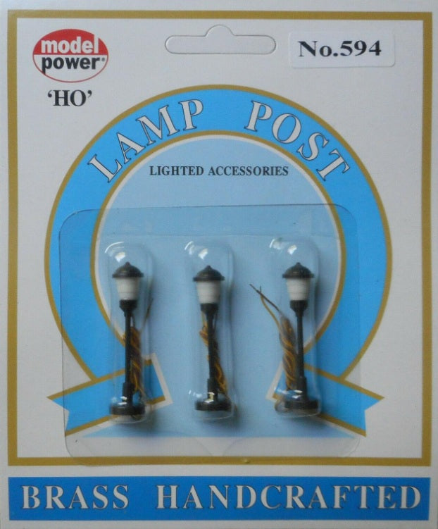 Model Power 594 HO Scale Suburban Lamp Posts Layout Diorama (Pack of 3)