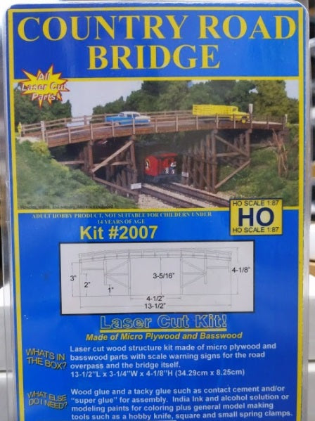 Monroe Models 2007 HO Country Road Bridge 13-1/2"Lx3-1/4"Wx4-1/8"H Laser Cut Kit