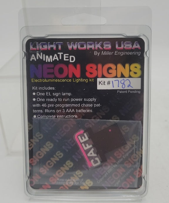 Miller Engineering 1782 HO Scale Animated Cafe Horizontal Sign Lighting Kit