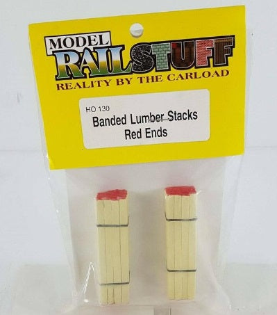 Model Railstuff 130 HO Banded Lumber Stack Red Ends (Pack of 2)