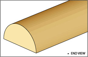Northeastern Scale Lumber 491 I 1/16" x 24" Half Round Moulding