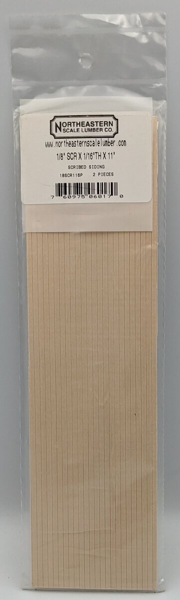 Northeastern Scale Lumber 6017 1/8"x1/16"x11"x3" Scribed Siding (Pack of 2)