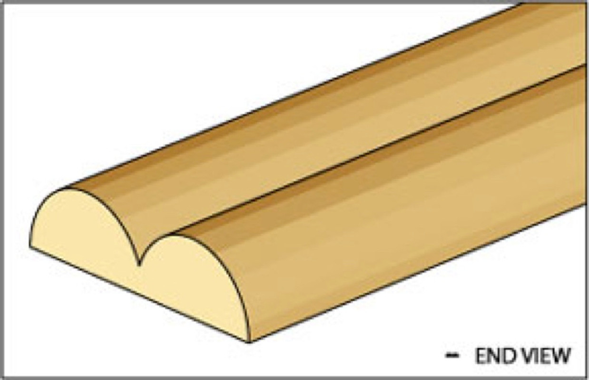 Northeastern Scale Lumber 874 I 1/16" x 24" Double Bead Moulding