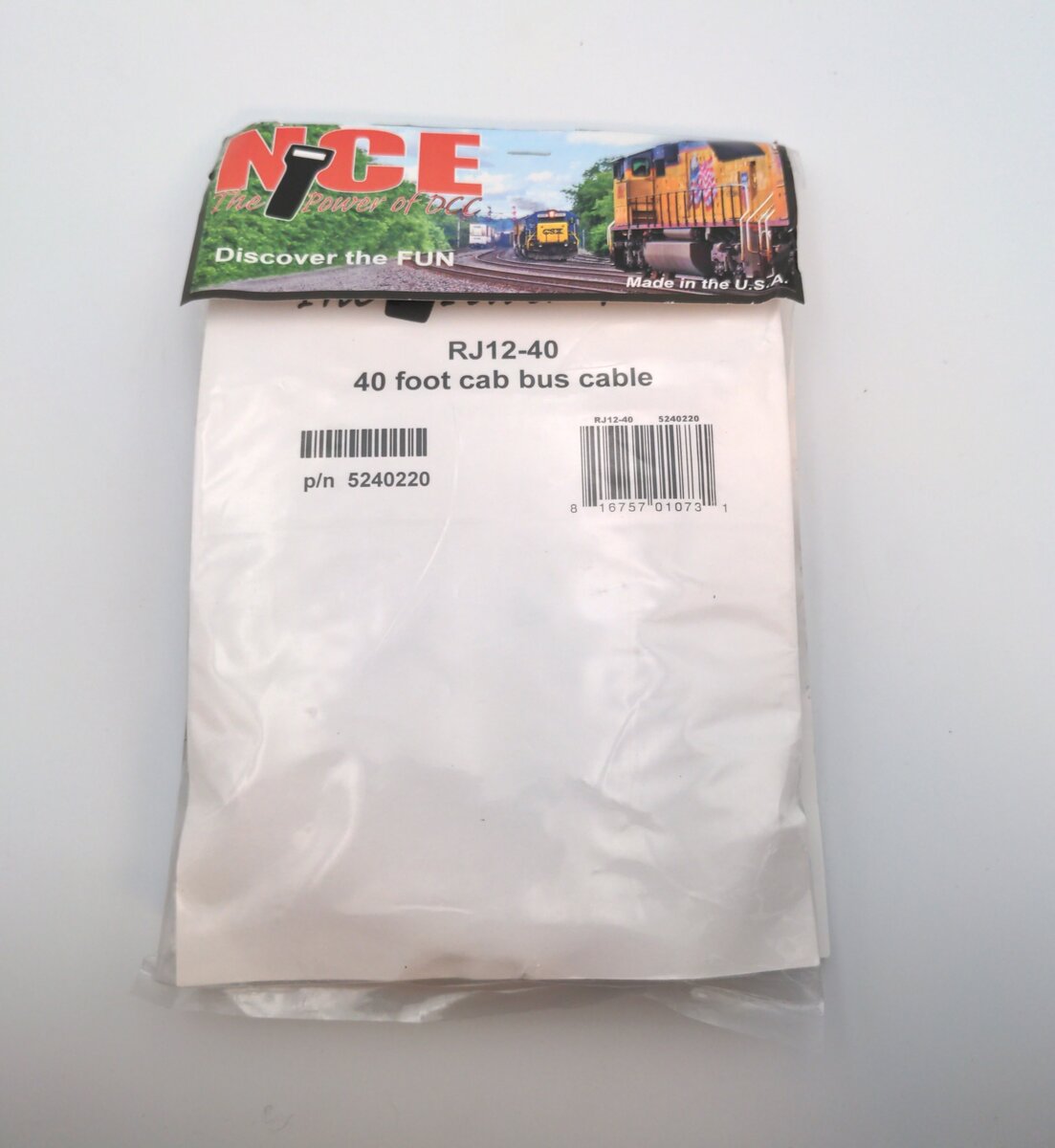 NCE 0220 RJ12-40 6 Wire Straight Cab 40' Bus Cable