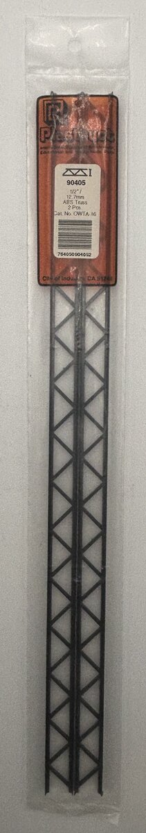 Plastruct 90405 27/32" x 12" x 1/2" ABS Warren Open Web Truss (Pack of 2)