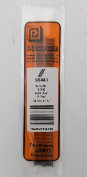 Plastruct 90441 N Scale 7/32" x 3" x 3/32" 1200 ABS 2'-6" Stair (Pack of 2)