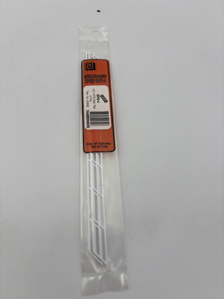 Plastruct 90692 N 3/4" x 6" x 27/64" Styrene Stair Rail (Pack of 2)