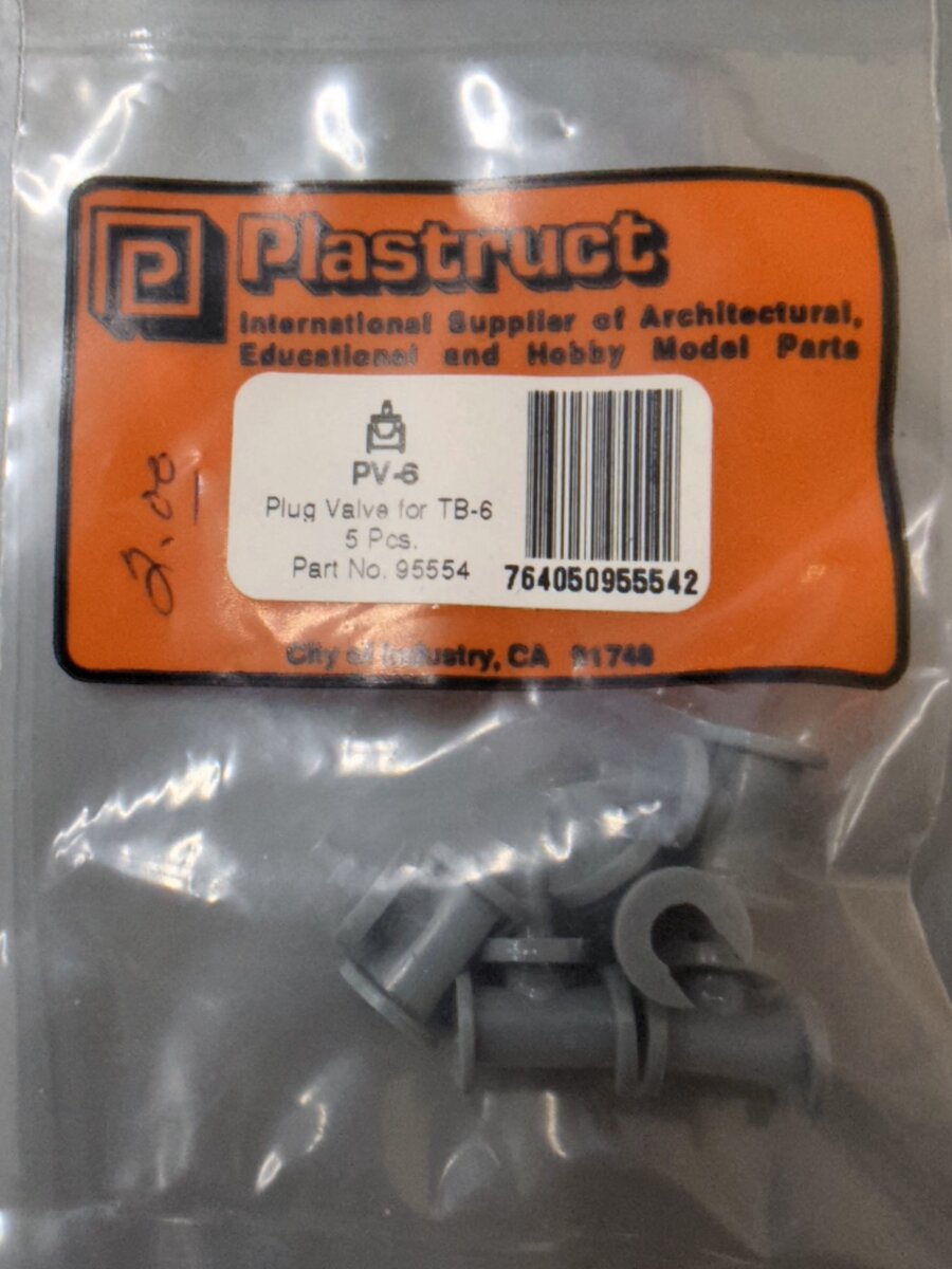 Plastruct 95554 3/16 Plug Valve (Pack of 5)