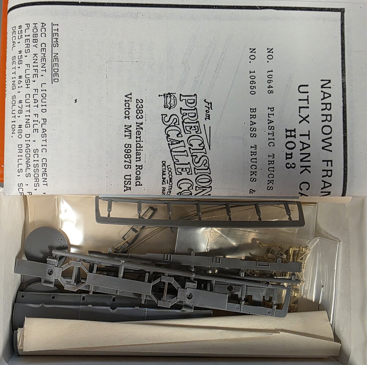 Precision Scale Co. 10650 HOn3 UTLX Narrow Frame Tank Car Kit