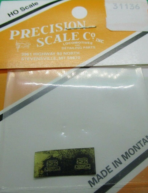 Precision Scale Company 31138 HO Scale American Builder Plates Brass (Pack of 2)