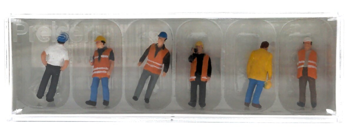 Preiser 10420 HO Modern Workmen Figures with Warning Vest (Set of 6)