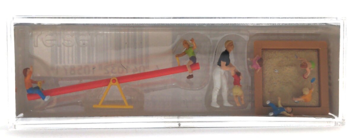Preiser 10587 HO Children at Play Figures w/Seesaw & Sandbox (Set of 8)