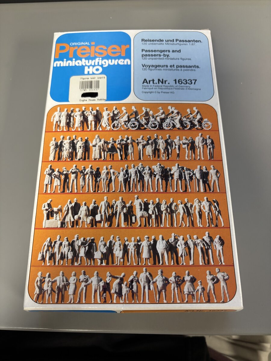 Preiser 16337 HO Unpainted Passengers & Passers-By Figures (Set of 120)