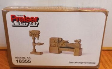 Preiser 18355 HO Scale Motorized Lathe & Pillar Drill Plastic Model Kit