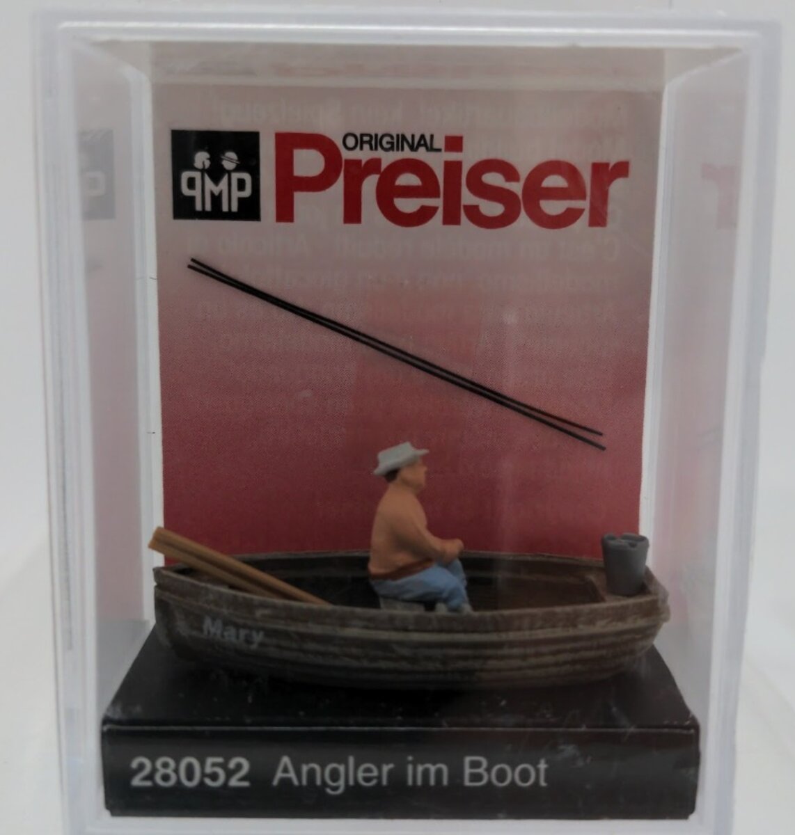 Preiser 28052 HO Scale Angler in a Boat Fisherman Fishing Plastic Figure