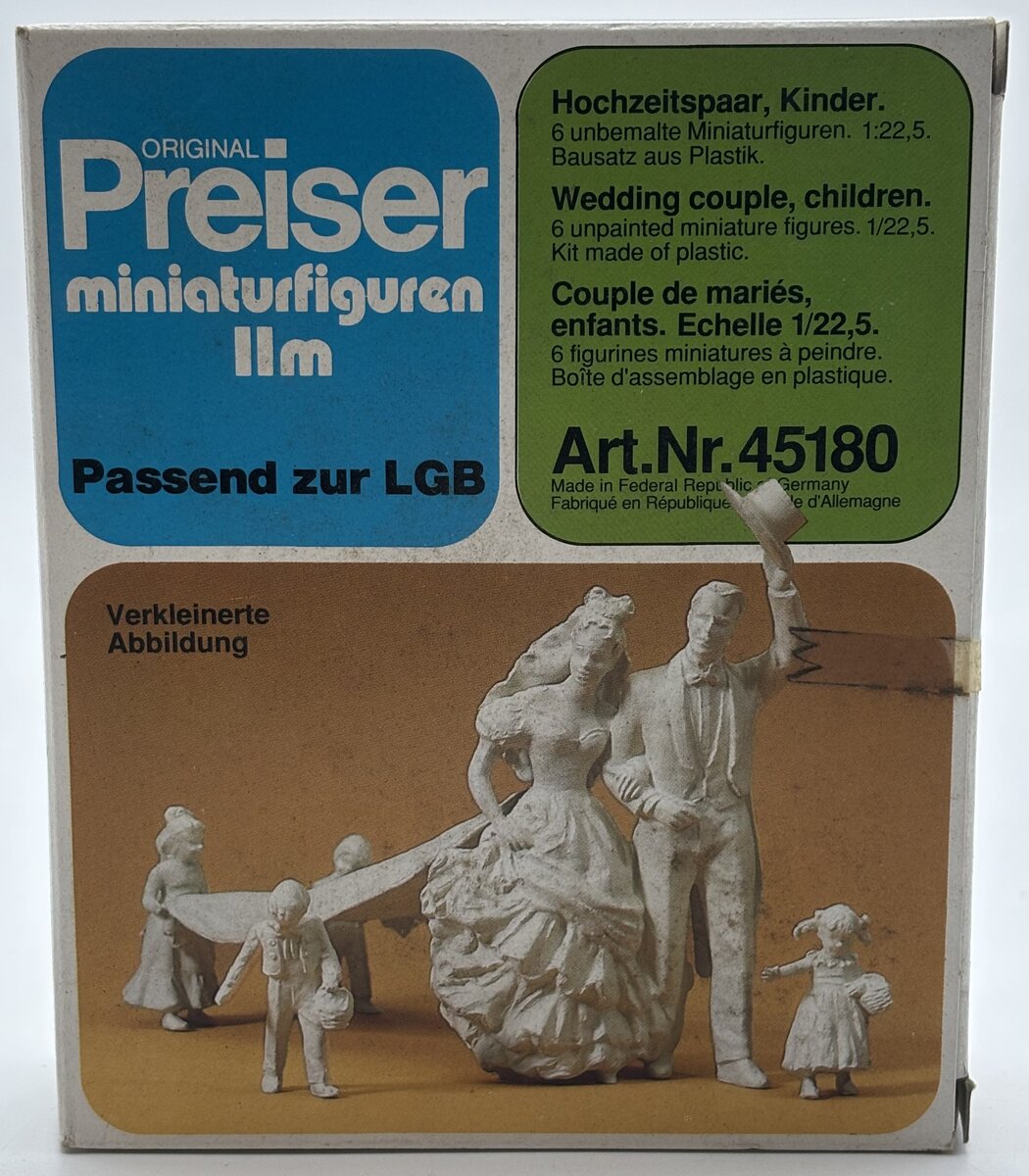 Preiser 45180 G Unpainted Wedding Party Plastic Figure Kit (Set of 6)