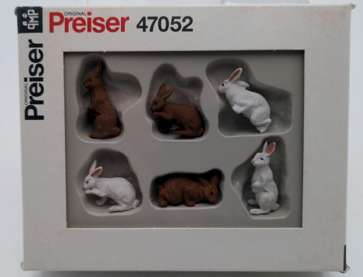 Preiser 47052 G Animals Assorted Rabbits Figures (Set of 6)